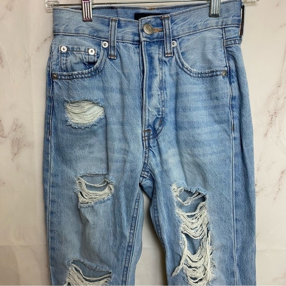 Aeropostale 90s Super High Rise Straight Leg Distressed Jeans - J32 - Picture 6 of 8
